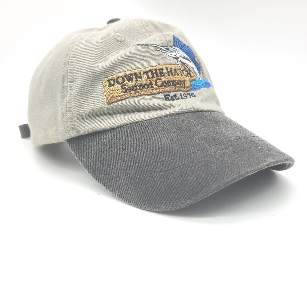 Embroidered "Down The Hatch seafood co."hat Adjustable Strapback Buckle